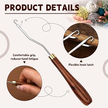 BALDCC 5 Size Latch Hook, Crochet Hooks for Hair, Latch Hook Kit | Crochet Needles for Hair , Crochet Hooks for Hair , Rug Hook for Rug Making, Braiding, and Crochet Craft