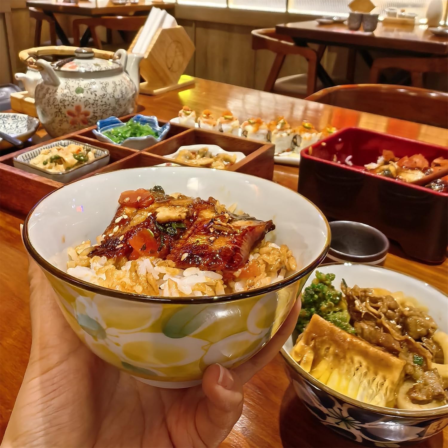 Japanese Rice Bowls Set of 5 - Gift Box, Traditional Handmade Finish Ceramic Soup Rice Bowls for Daily Use, Asian Home Dining Japanese Restaurants