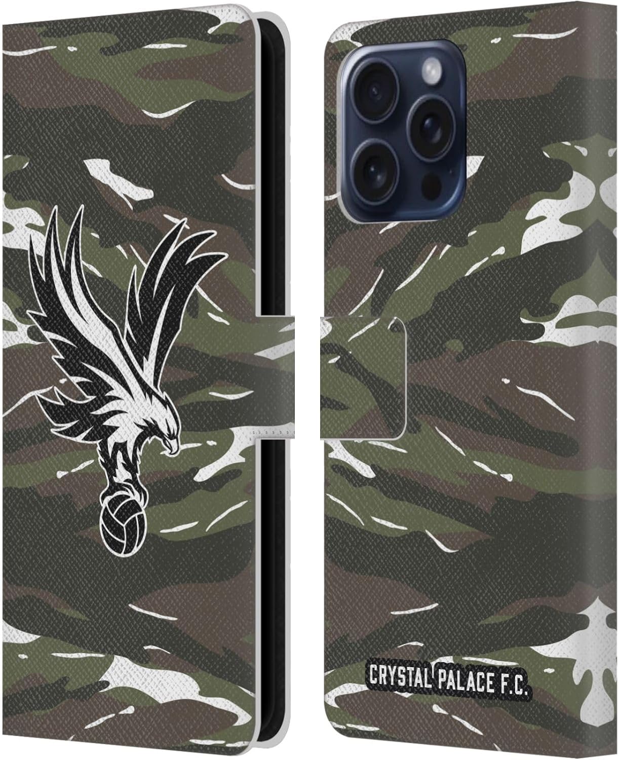 Head Case Designs Officially Licensed Crystal Palace FC Woodland Camouflage Crest Leather Wallet Case Compatible with Apple iPhone 7 Plus/iPhone 8 Plus