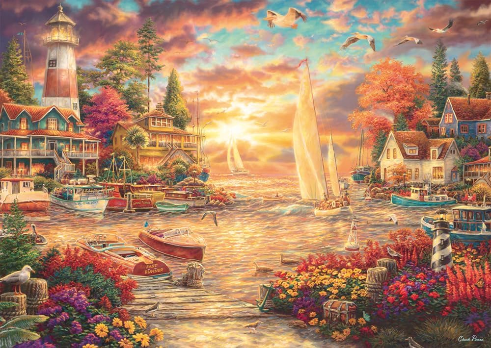 Schmidt Spiele 58554 Chuck Pinson Morning Silence at the Lake 1000 Piece Jigsaw Puzzle, Multi-Colour