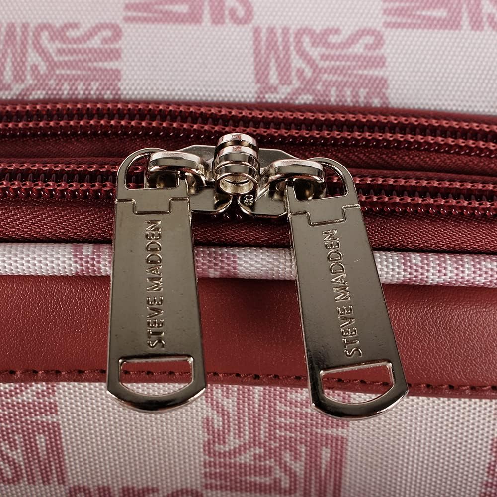 Steve Madden Designer Luggage Collection - 3 Piece Softside Expandable Lightweight Spinner Suitcase Set - Travel Set includes 20 Inch Carry on, 24 Inch & 28-Inch Checked Suitcases (Chalet Pink) - Image 8