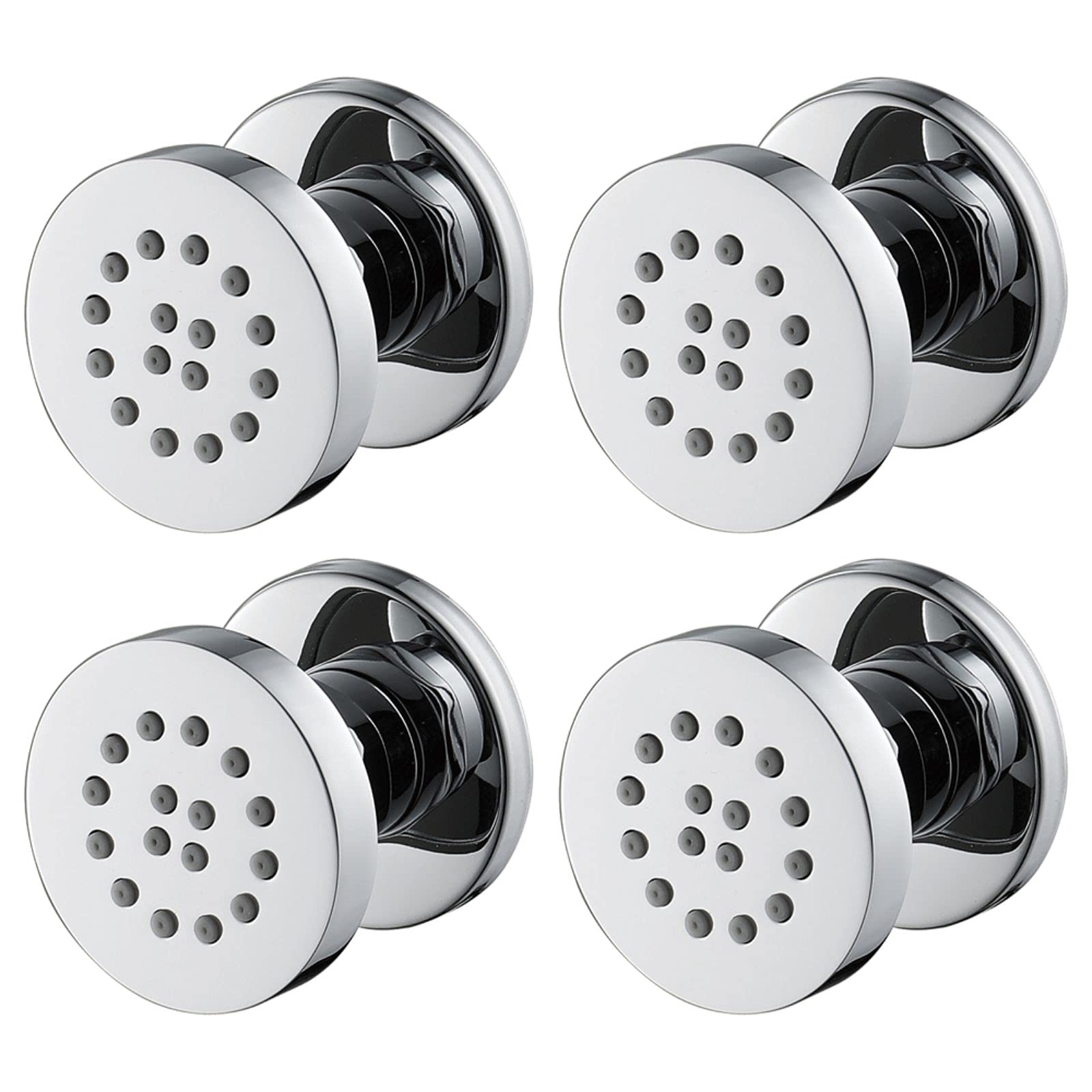Jets de Pulvérisateur de Massage Ronde 2 Pouces Laiton Ensembles de Jet de Corps Mural Ajustable Latéral à Jet Buses de Massage Économie d'eau de Jets de Spa Réglables, Chrome,4 pcs