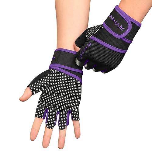 Guantes de entrenamiento con soporte para muñeca, guantes de levantamiento de pesas con protección completa de la palma y agarre extra para hombres