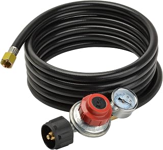 only fire 12 Ft 0-30PSI Propane Regulator High Pressure with PSI Gauge QCC-1 Connection Hose for Grill, Heater, Turkey Fryers, Burner, Fire Pit