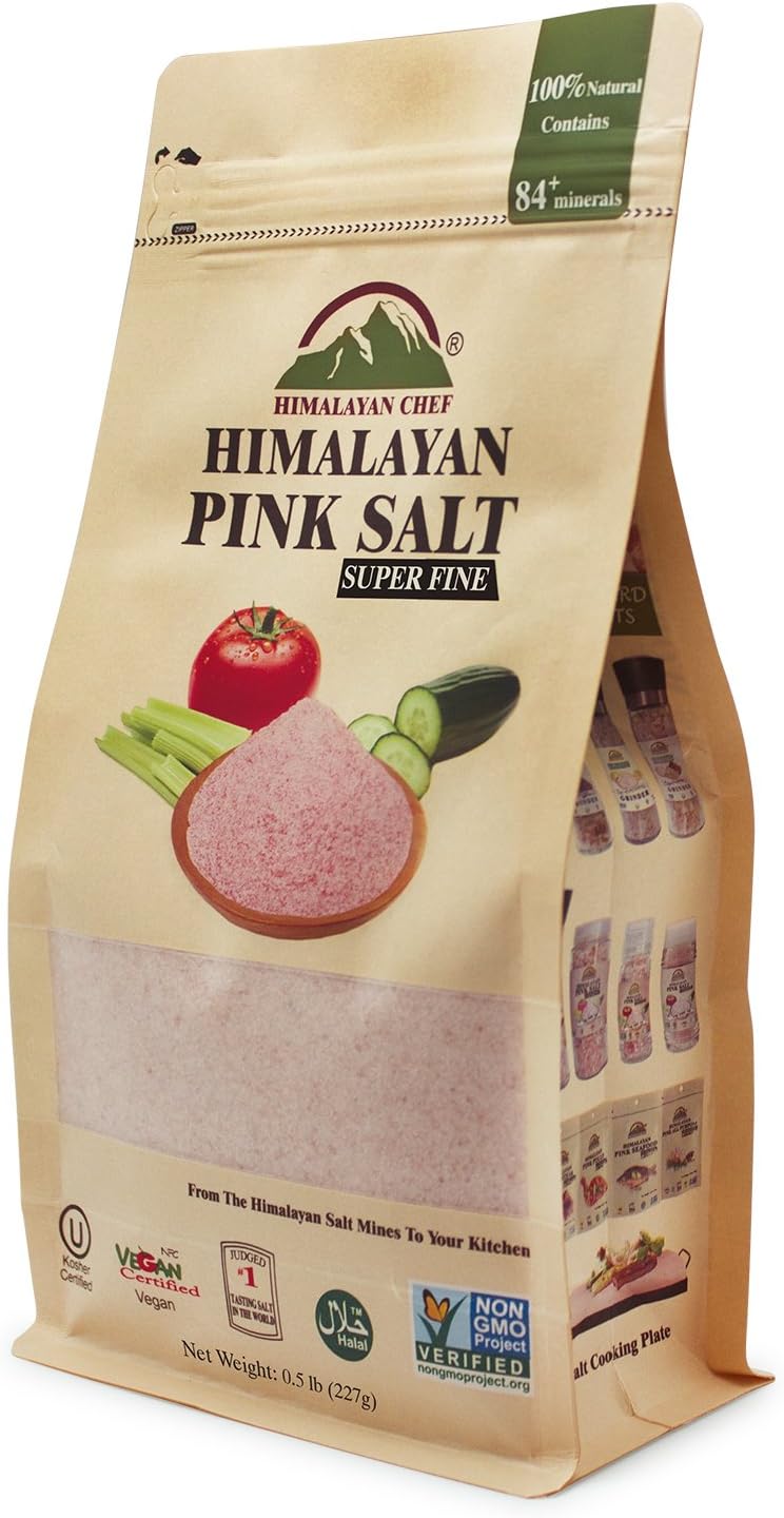 Himalayan Chef Himalayan Pink Salt, Fine Grain, 8 oz, Pure Natural Essential Minerals Rich Pink Salt, Ideal for Cooking, Seasoning, and Baking, Boosts Taste