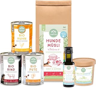Bio Welpenfutter Starterset zum Mischen - Hundefutter | Premium Mix für Welpen: Bio-Reinfleischdosen, Bio-Flocken & Bio-Öl, regional, getreidefrei, glutenfrei