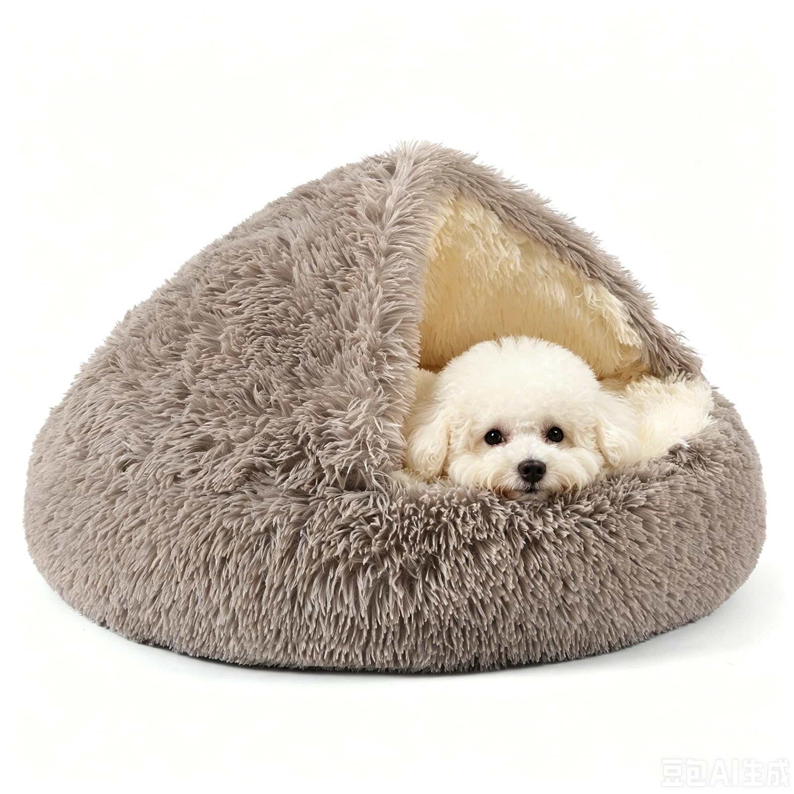 Hooded Donut Dog Bed, Self-Warming Cat Cave for Puppies & Kittens​ — image 1