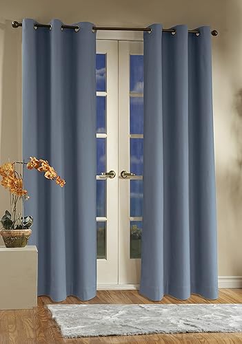 Miniatura 4 de LOFT LIVING Winmate - Panel de cortina de algodón aislado con ojales, par de 40 x 95 pulgadas en color azul