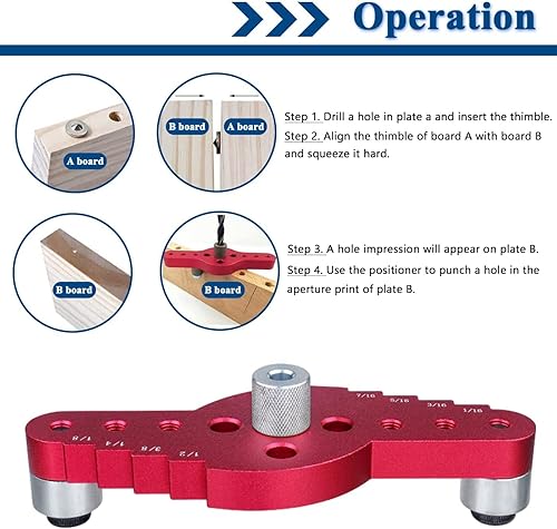 Miniatura 6 de Plantilla de clavija autocentrante portátil 2 en 1 - Guía de taladro para agujeros rectos Kit de plantilla de agujero de bolsillo  Plantilla de