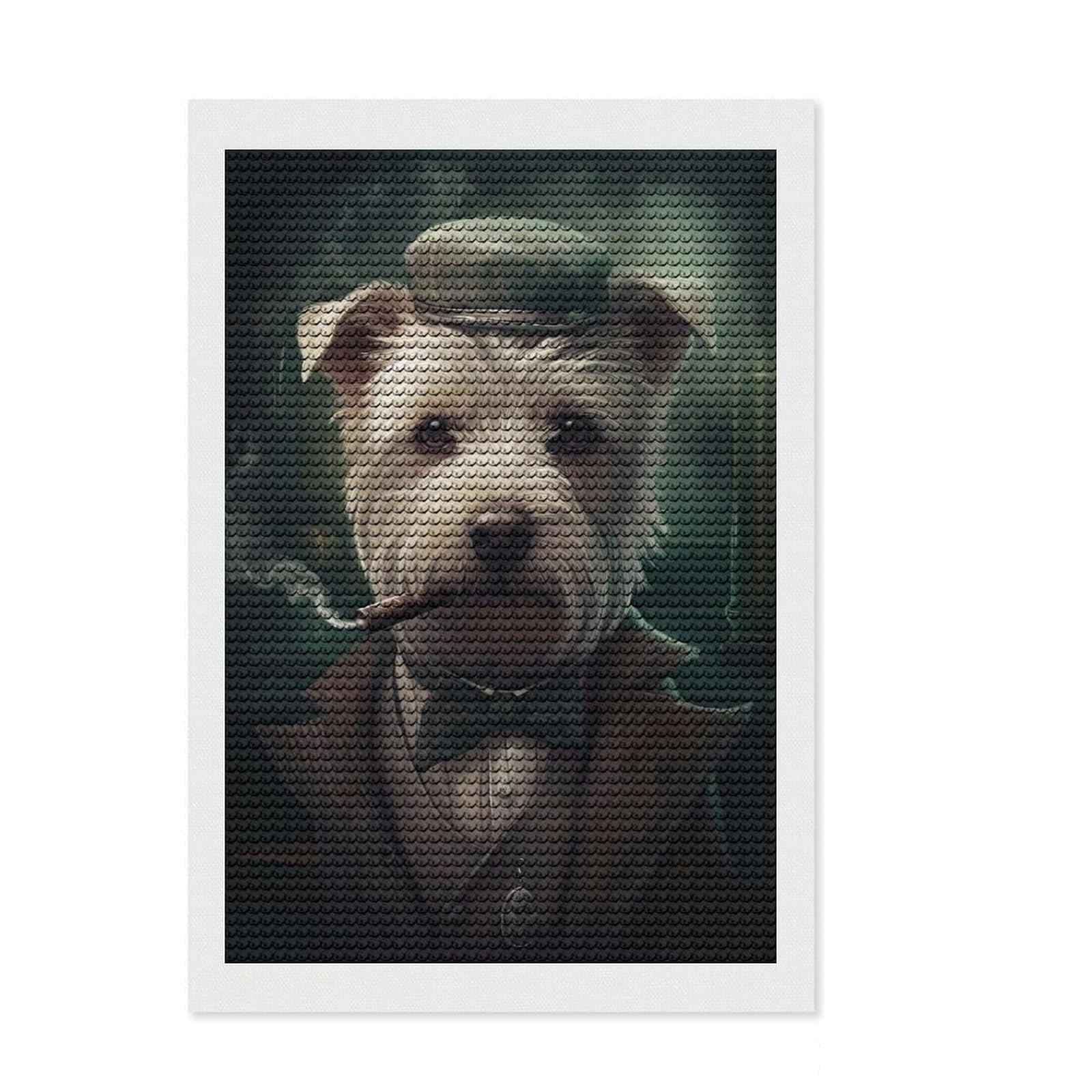 Junmoney Westie Dog The Gangster Full Drill Diamond Painting Kit 8"x12", for Adults, Good for Quiet Evenings, Farmhouse Decor, Holiday Gift Idea