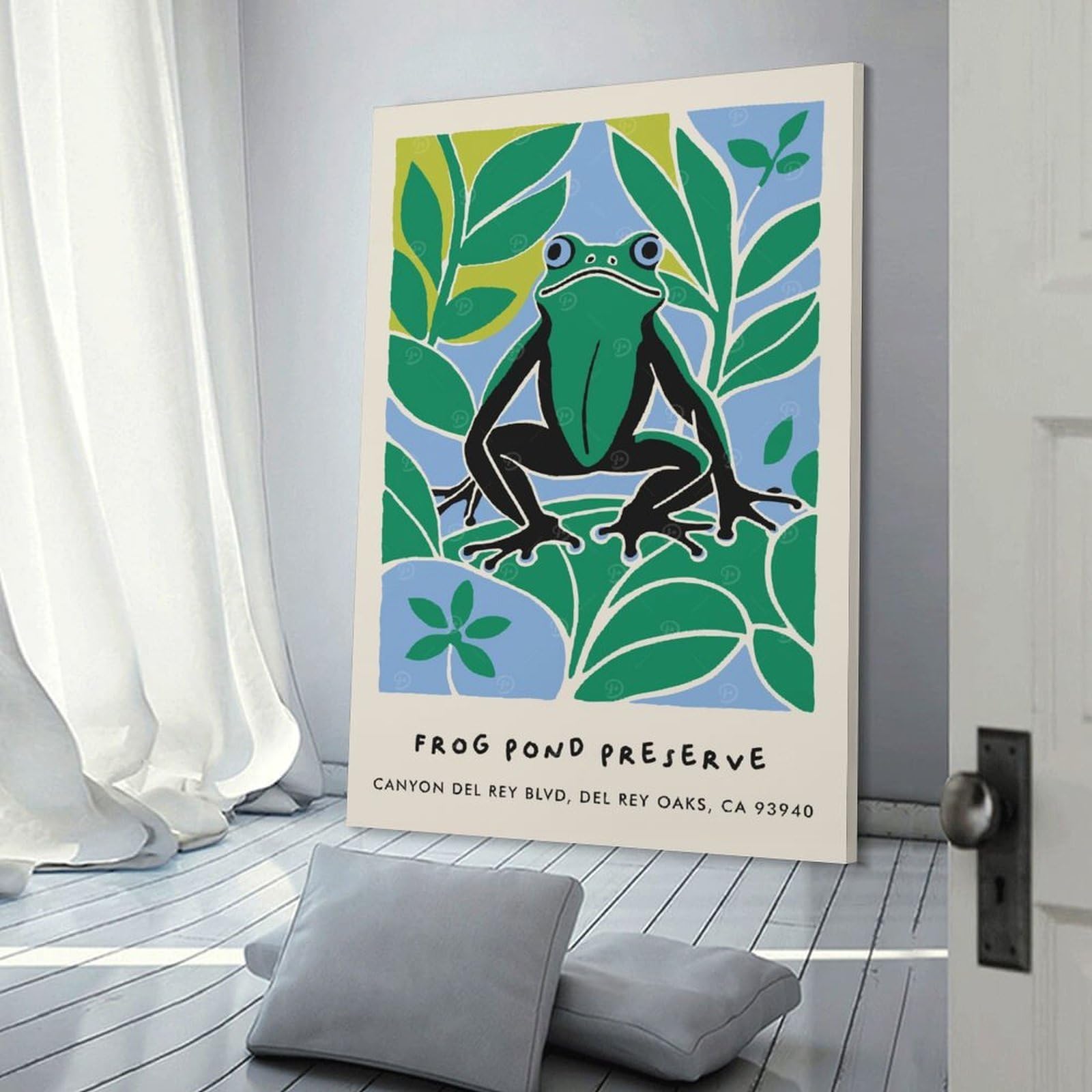 Junmoney Cute Frog Preserve CA Home Decor Wall Art, 24x36inch(60x90cm), for Living Room, Bedroom Or Apartment Walls, Canvas Styling for A Polished Room Look