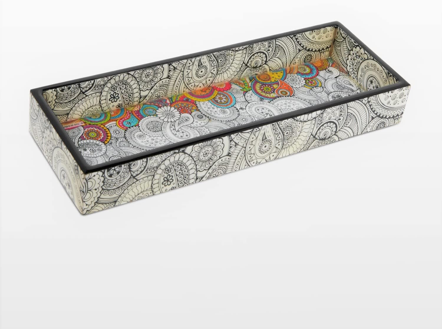 The Bombay Store - Doodle Mandala Rectangle Enamel Pen Tray