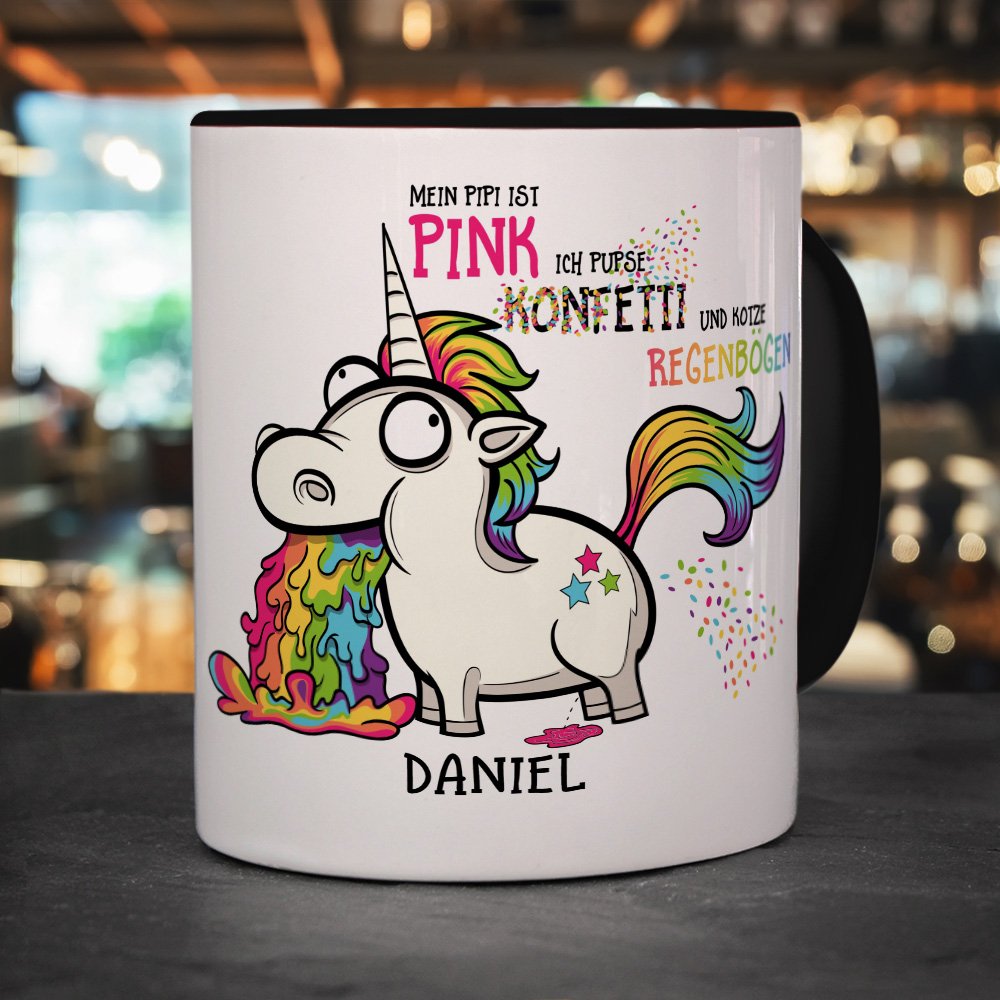 Printplanet Tasse Mit Namen Daniel - Motiv Verrücktes Einhorn - Namenstasse, Kaffeebecher, Mug, Becher, Kaffeetasse - Farbe Weiß