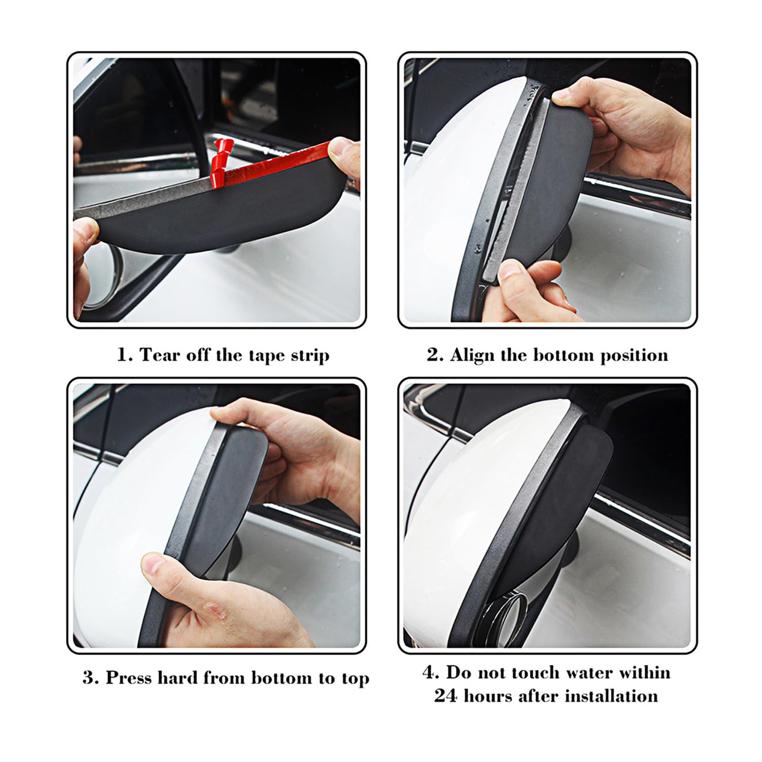 Fiat 500X Antipioggia Visiera Specchietto Retrovisore Pioggia Sopracciglio Auto Decorazione Accessori, 2 Pezzi, Nero