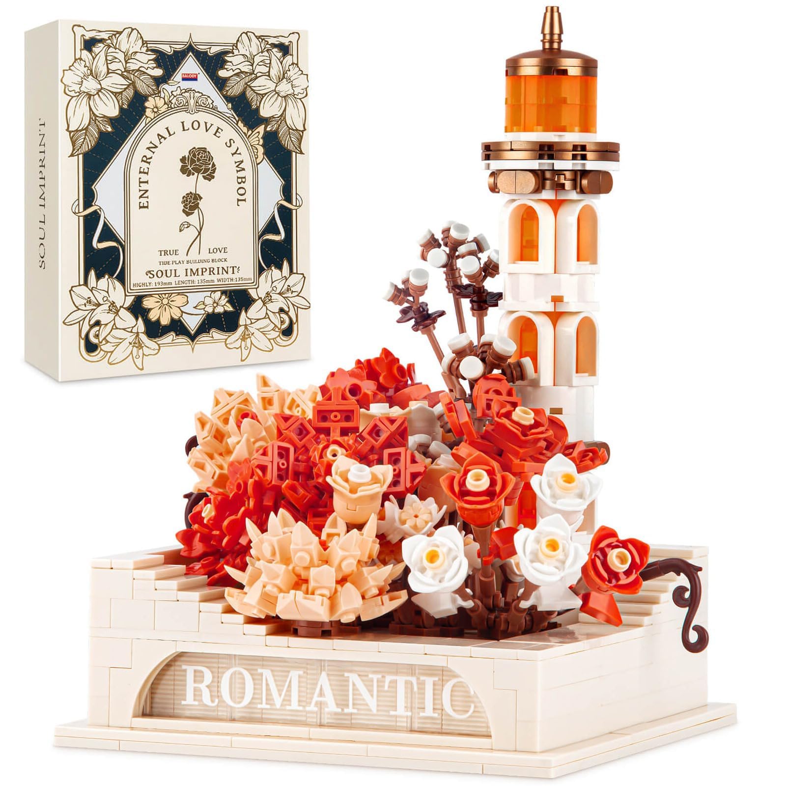 NALACAL Flower Succulent Building Set, Romantic Flowers and Lighthouse Display Model Kit for Adults and Kids 12+, Unique Collection Creative for Mother's Day Lover and Mother (1116 PCS)