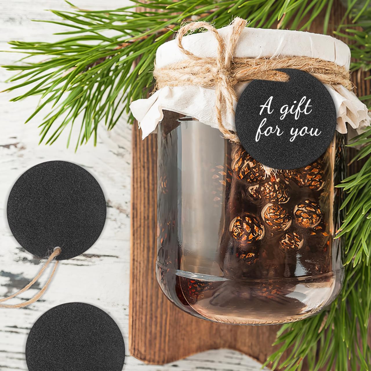 Operitacx 30 Pcs Small Double-Sided Hanging Chalkboard Tags with Twine Erasable Mini Chalk Boards for Party Wedding Holiday and Office Message Labels
