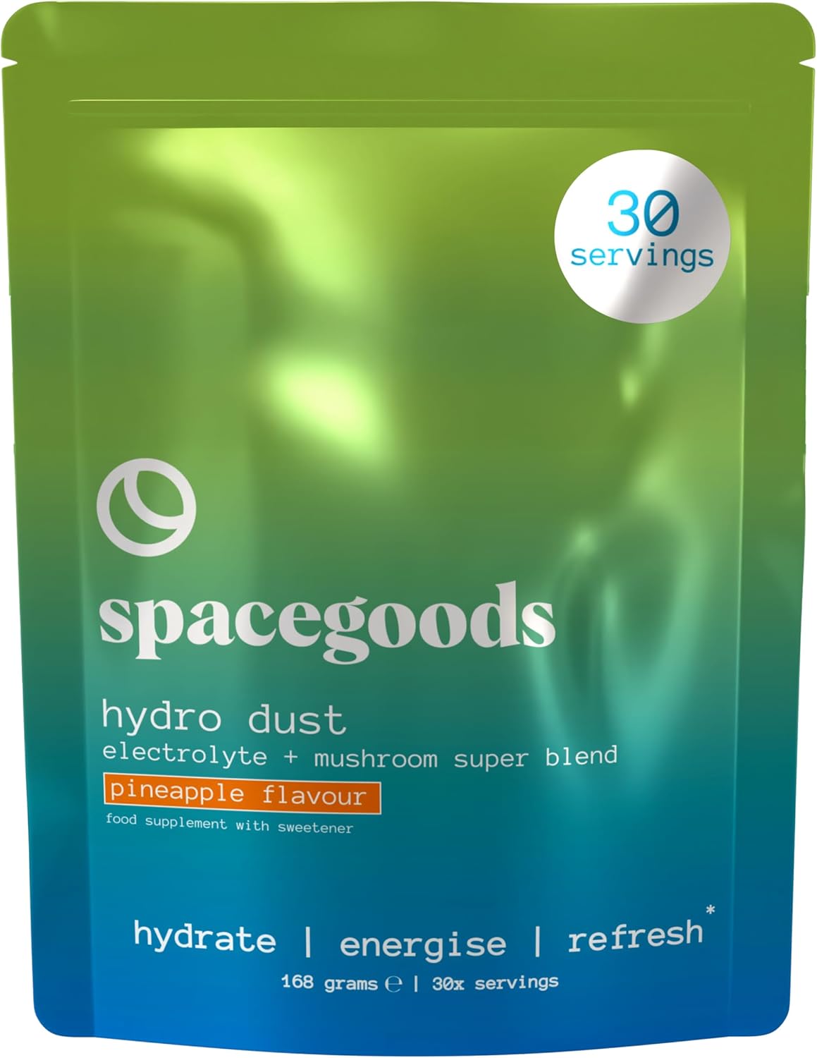 Spacegoods Hydro Dust 168g | 30 Servings | Electrolyte Hydration Blend with Himalayan Pink Salt, Vitamin B & Zinc | Supports Energy, Mental Clarity & Immune Health | No Added Sugar | Pineapple