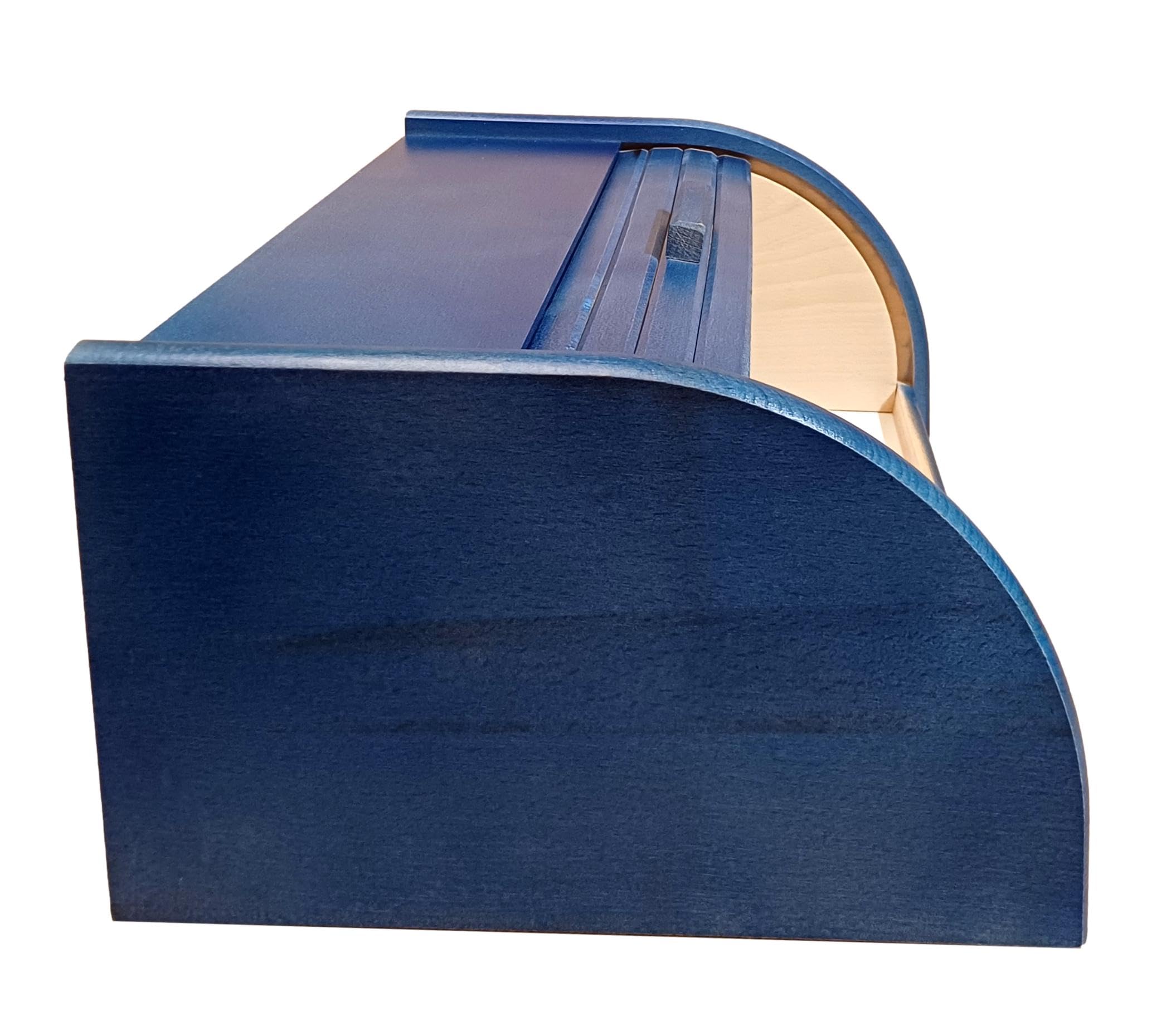 Boîte à pain en bois - Avec couvercle coulissant, Bois dense, bleu, Taille L