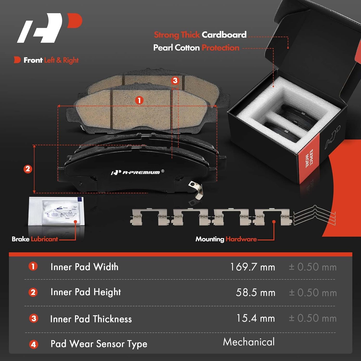 A-Premium 13.58 inch (345 mm) Front Vented Disc Brake Rotors + Ceramic Pads Kit Compatible with Select Buick and Cadillac Models - Enclave 2018-2020, XT5 2017-2020, XT6 2020, 6-PC Set