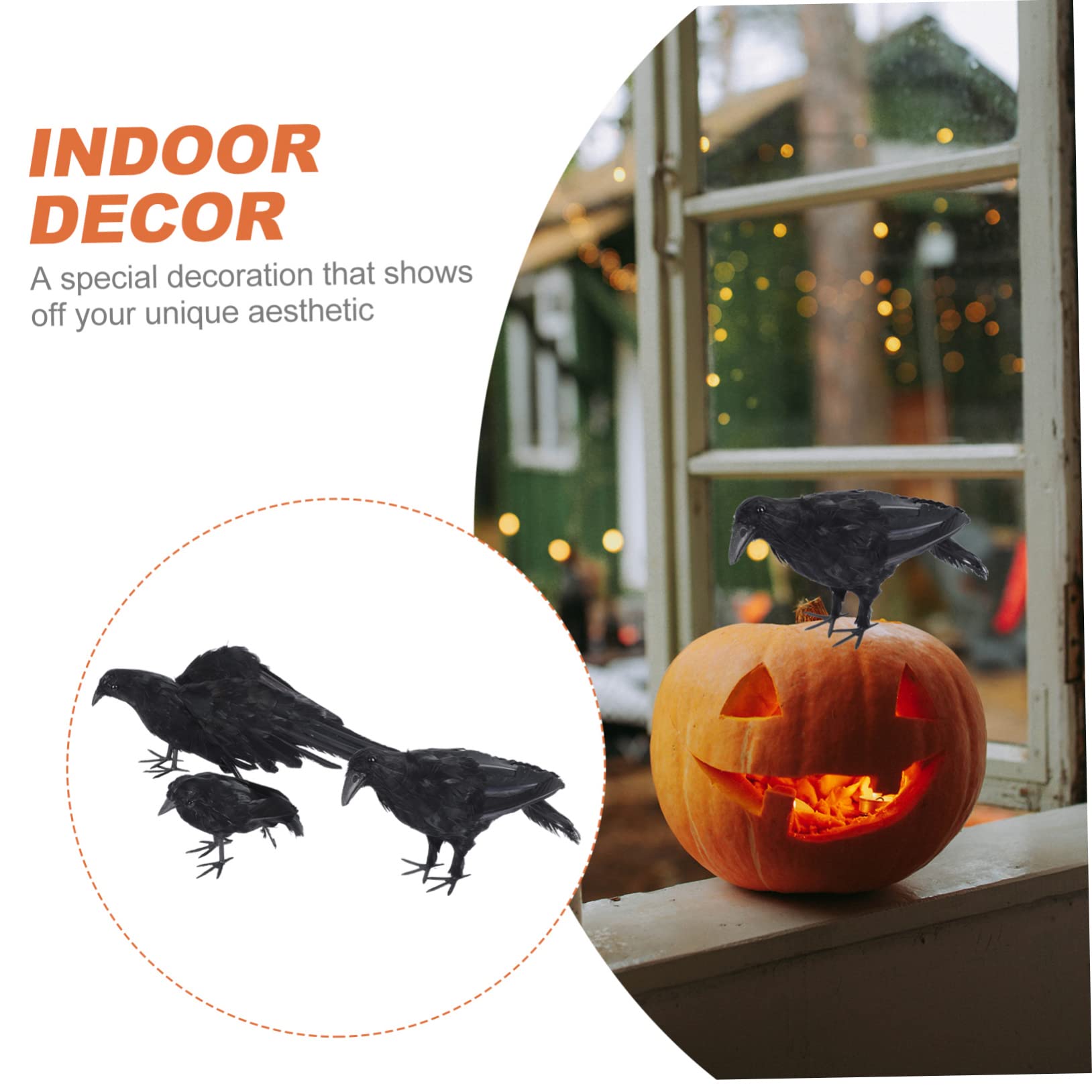 TOYANDONA 3 Stück Halloween Krähen Dekoration Schwarz Realistische Federoptik für Innenbereich und Gartenparty