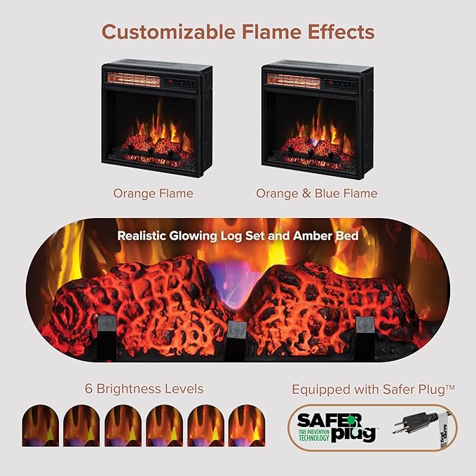 Chimenea Eléctrica Modern Ember Raeford con Manto de Piedra, 40" miniatura 7