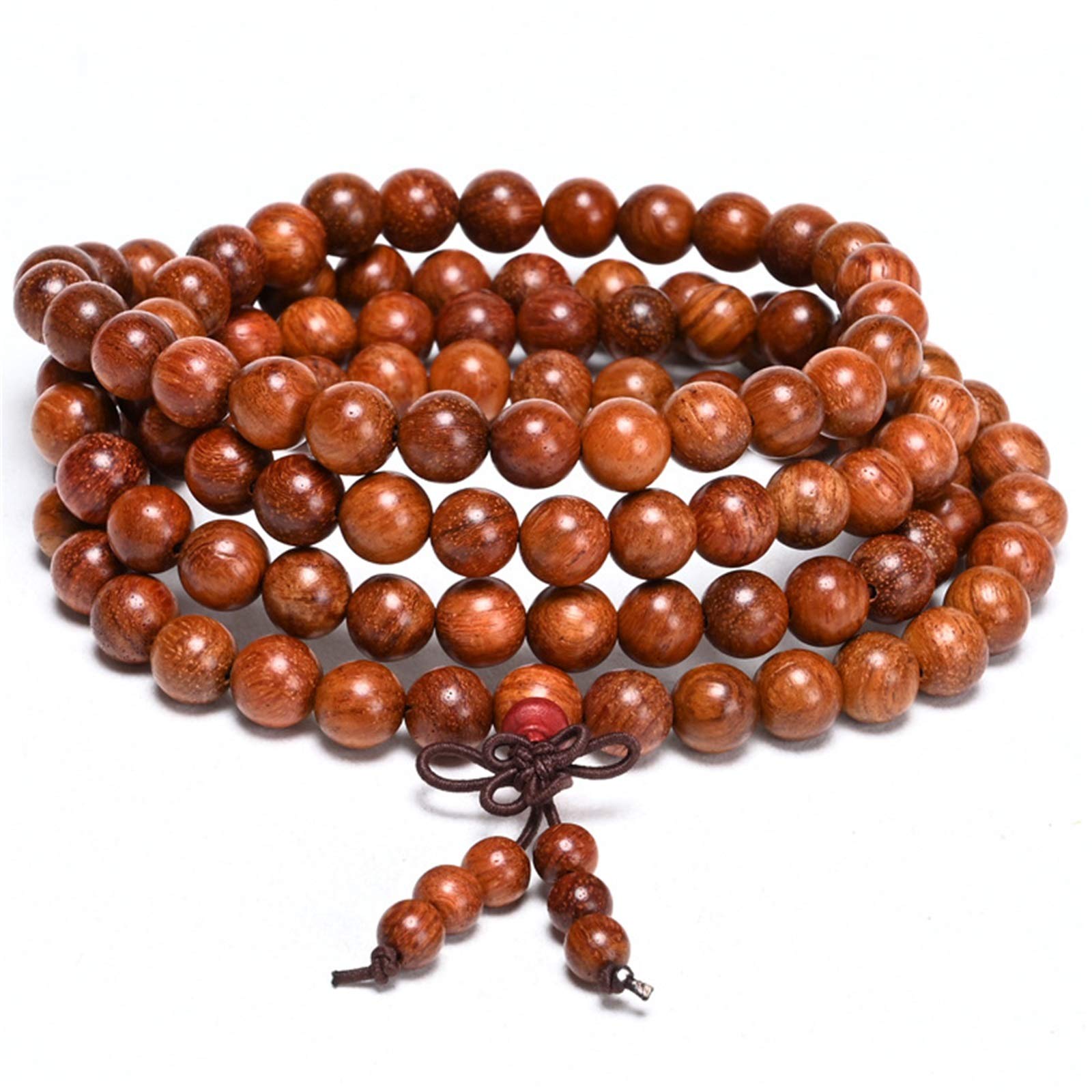 SOHNVWTGD Unisex 108 Natural Wood 6mm Beads Bracelet Mala Prayer Beads Necklace Buddhist Rosary Meditation Yoga Stretch Bracelet Elastic Natural Ebony Sandalwood Tibetan Beads Bracelet Jewelry