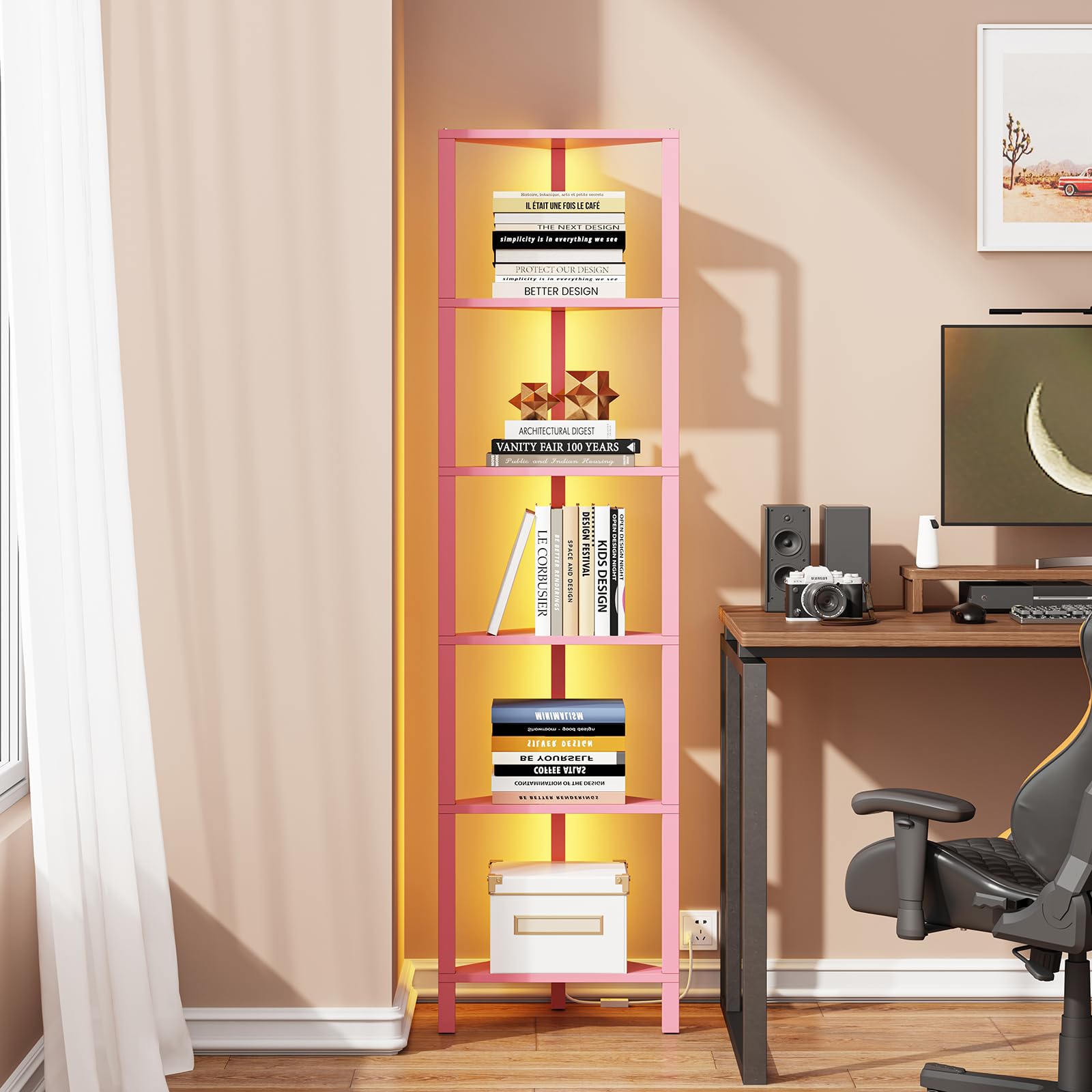 TUTOTAK LED Corner Bookshelf - Storage & Display -12