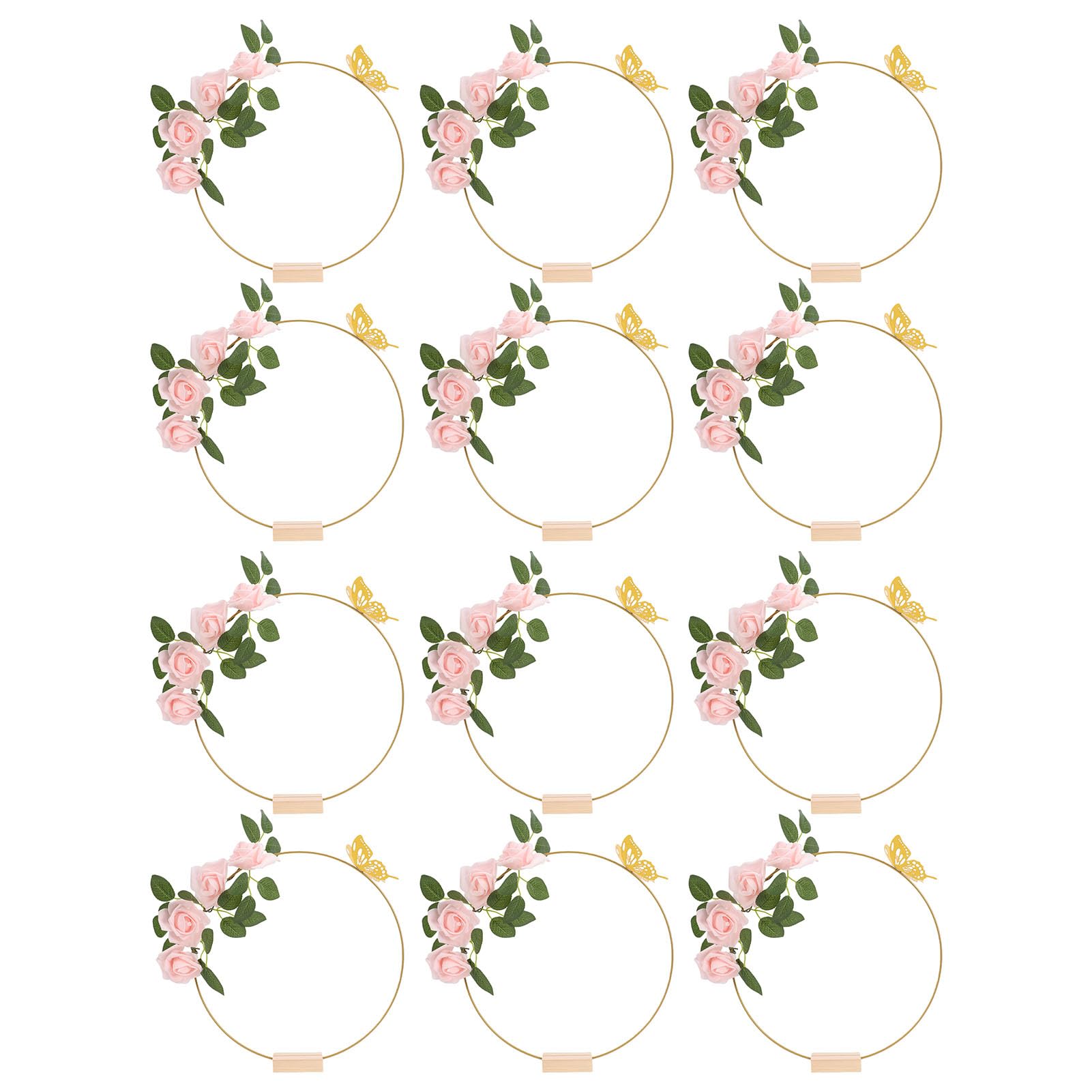 Bewinner 12 Pièces Centres de Table Floral Hoop avec Anneau Métallique