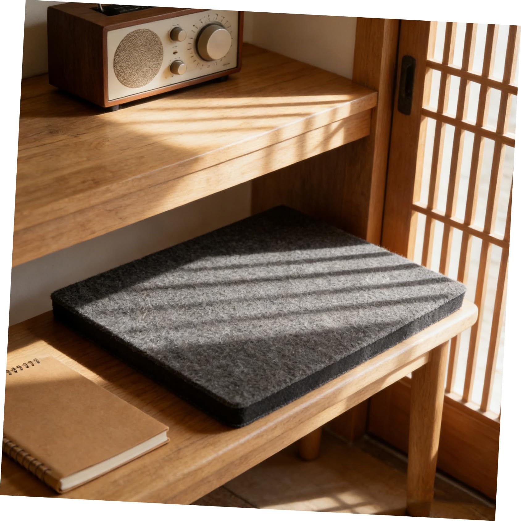 Vaguelly Almohadilla de Aislamiento para Altavoces y Subwoofer 30X40X5,2 CM, Base Antivibración en Poliéster Gris Oscuro, Diseñada para Mejorar la Calidad de Sonido en Habitaciones y Salas