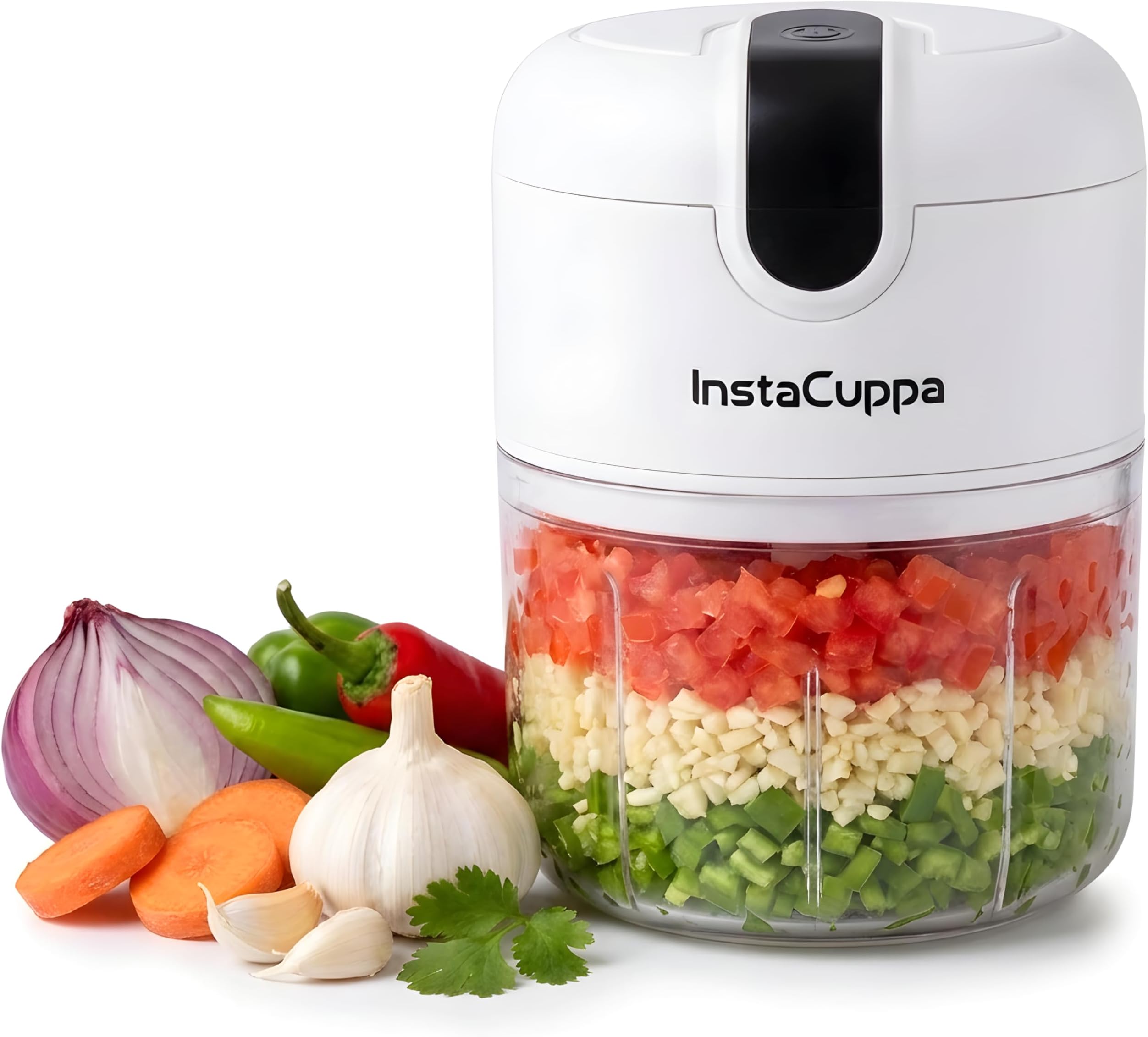 Mini Electric Chopper for Kitchen, 50% Longer Use 1800 mAh Battery Onion Cutter, USB-C Garlic Mincer for 50% Faster Charging, 45 W Fast Vegetables Chopping for Busy Moms, 250 ML