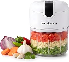 InstaCuppa Mini Electric Chopper for Kitchen, 50% Longer Use 1800 mAh Battery Onion Cutter, USB-C Garlic Mincer for 50% Fa