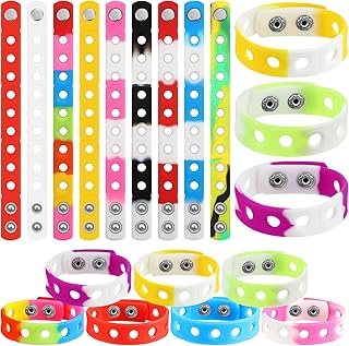 MTLEE 36 Pieces Silicone Charm Bracelet Wristbands Adjustable Cute Kids Bracelets for Boys and Girls Swimming Identify Shoe Charms Birthday Presents, 12 Colors (Stylish Color, 8 Inch)