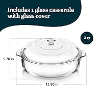 Vista 3 de Libbey Round Casserole Dish with Lid, Elegant Glass Bakeware with Lids Stackable, Round Casserole Dishes for Oven, Refrigerator, Microwave, and More