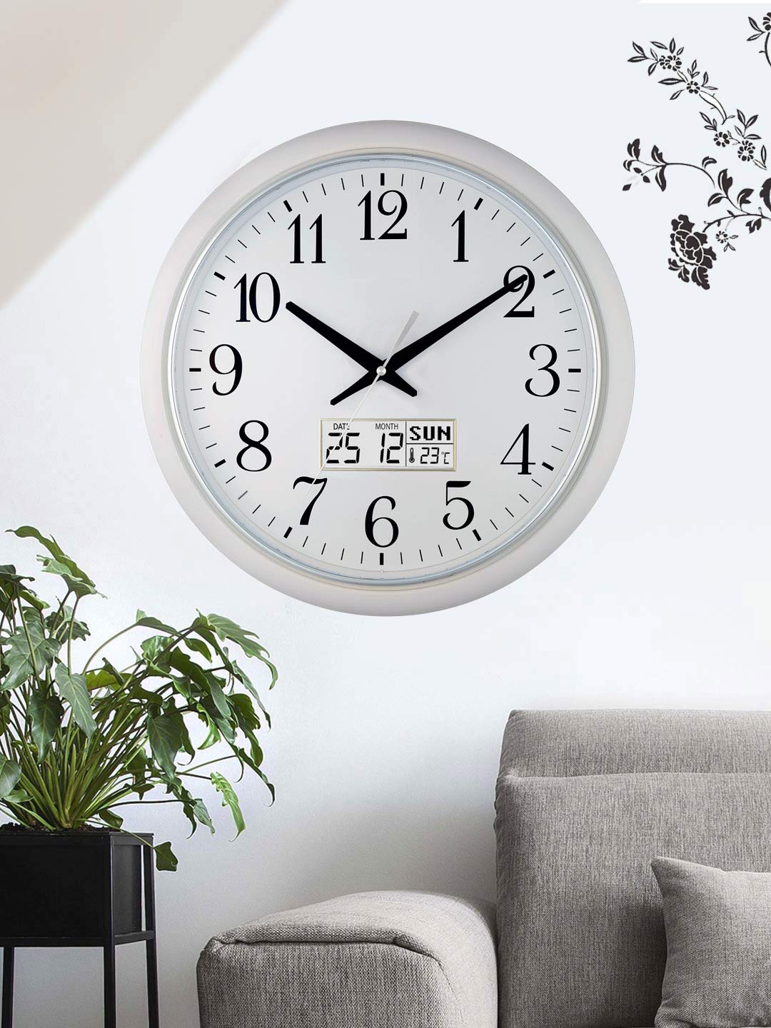 Buy Elica Plastic Silent Movement 16inch Dual Time Analog & Digital