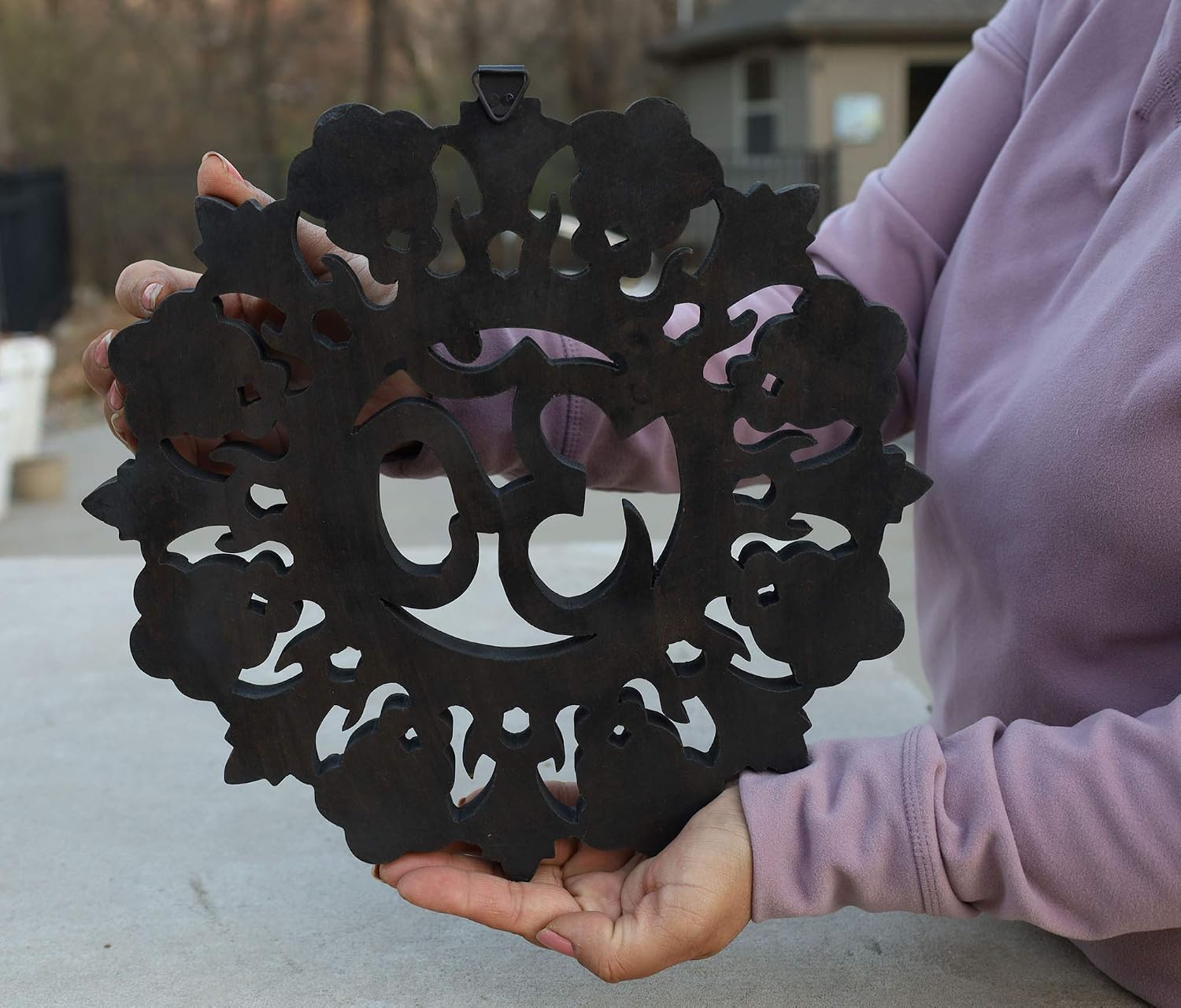 DharmaObjects Handcrafted Wooden Om Wall Decor Hanging Art