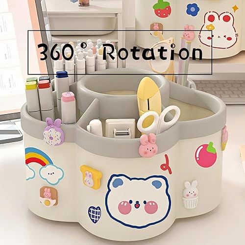 Miniatura 3 de Soporte para bolígrafos para escritorio, soporte giratorio de 360° para lápices y bolígrafos, organizador de bolígrafos con 6 ranuras, organizador