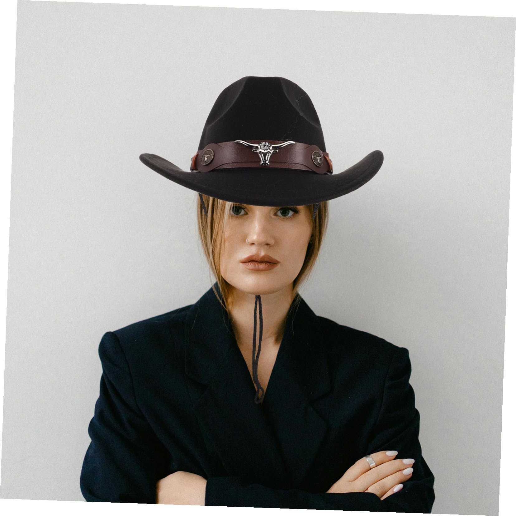 4pezzi Cappello Western Uomo Fibbia Regolabile Cappello Cowboy Unisex per Stagione Calda e Festival Realizzato in Morbido