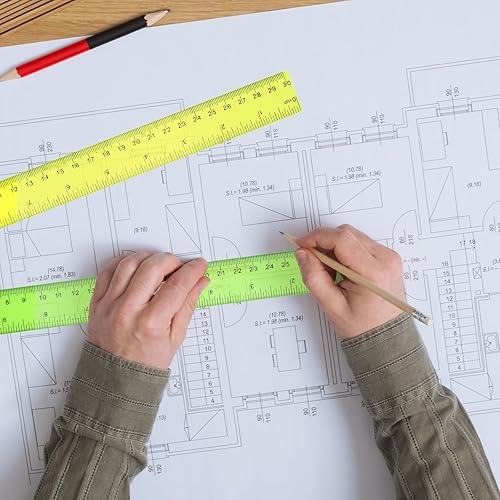 Miniatura 6 de Paquete de 30 reglas de plástico transparentes de 12 pulgadas, reglas transparentes de colores surtidos para niños, a granel para la escuela con