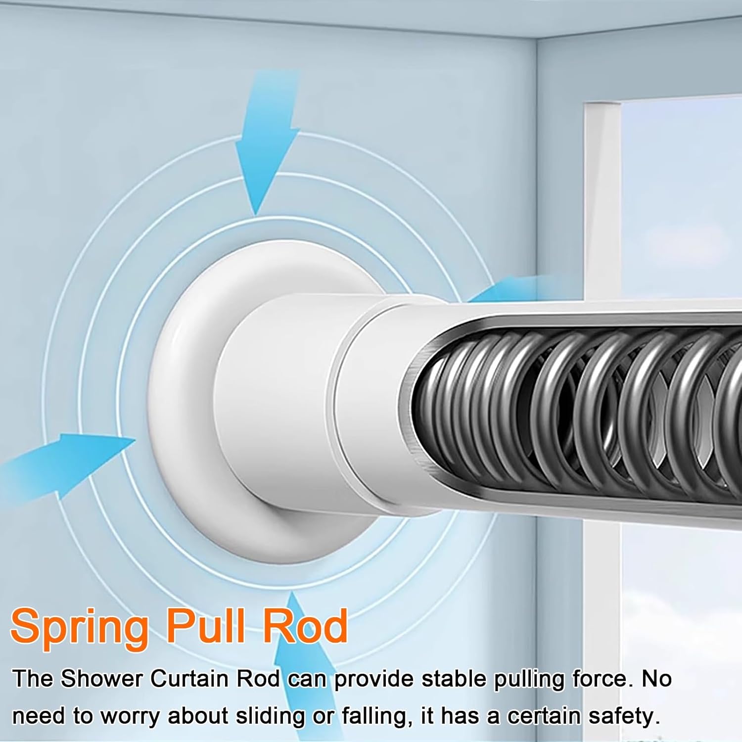 ZIMGOD Closet Rod Oval Spring Tension Rod with 3 Brackets, Closet Pole Wardrobe Rail for Clothing Storage, Clothes Hanger Telescopic Rod for Balcony/Laundry Room(Black,1.6-2.1m (63"-82 5/8"))