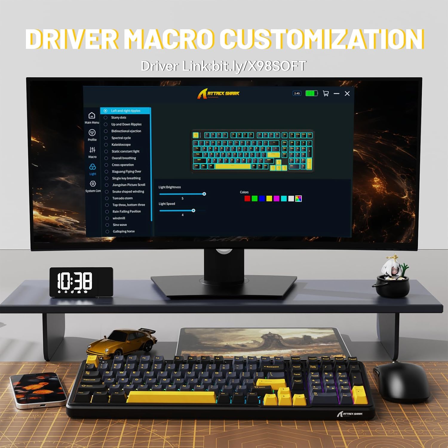 MAMBASNAKE Attack Shark X98 Wireless Mechanical Keyboard with Numpad,Gasket Mount Hot-Swap Pre-lubed Linear Switch,BT 5.0/2.4G/Wired,RGB Backlit Computer Gaming Keyboards for PC/Tablet/PS5/Xbox-Black