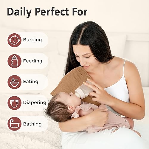 Miniatura 5 de Maliton Paños de muselina para bebé, paquete de 4 paños para eructos súper suaves y grandes de 20 x 10 pulgadas, 100% algodón, absorbentes de 6