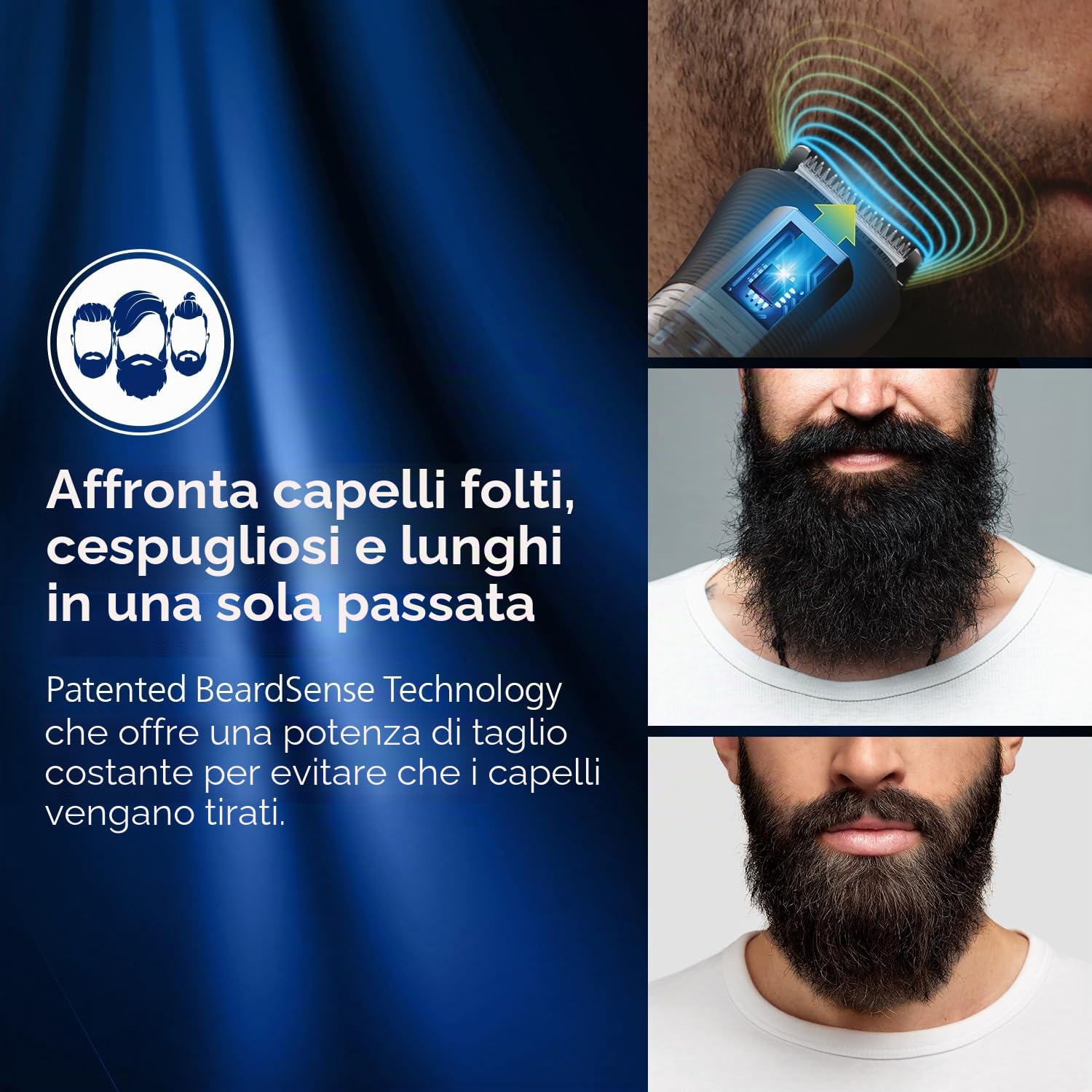 Philips Kit per la toelettatura del viso, testa e corpo 13 in 1, ricaricabile, 13 in 1, per uomo, 120 minuti di autonomia, tecnologia Beard Sense, color argento, MG5930/65
