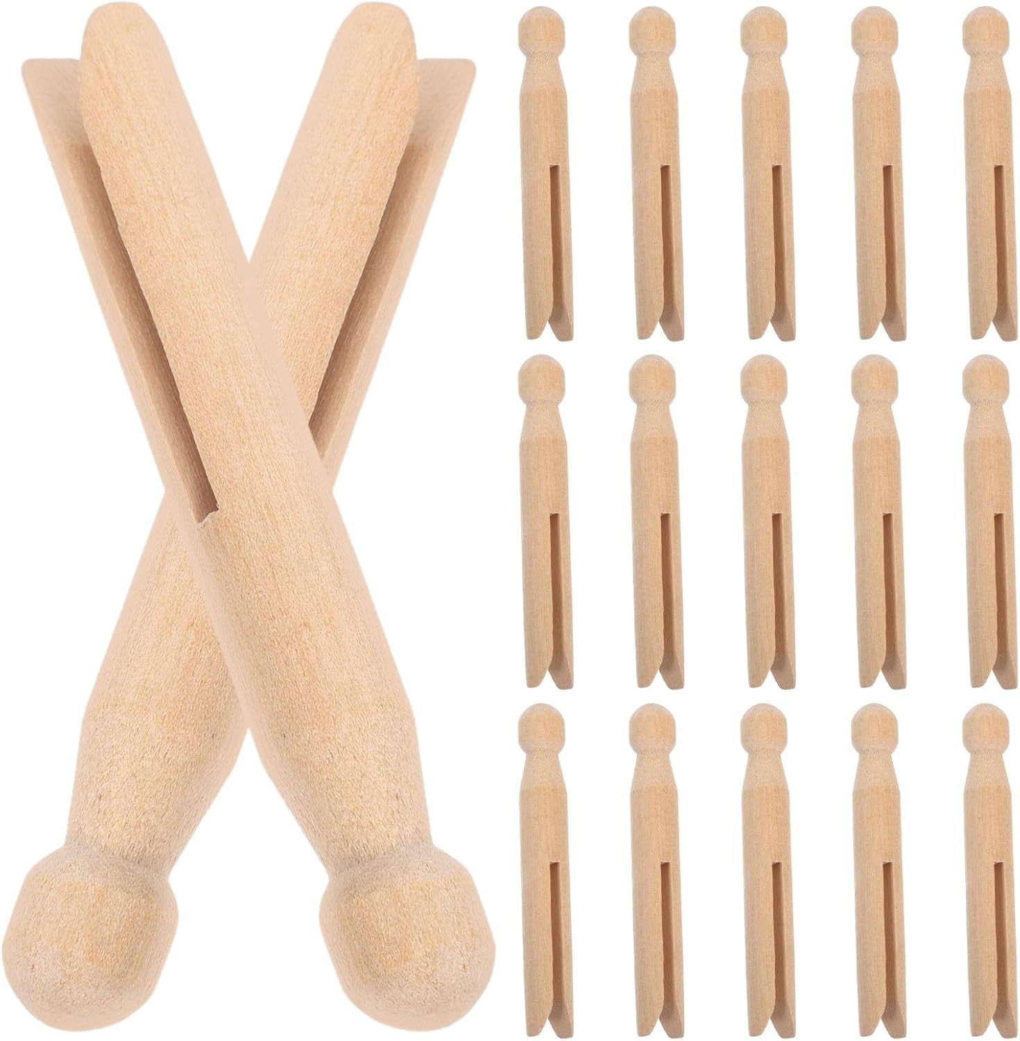 50pcs Large Round Wooden Clothespin Clips Natural Wood Clothespins for Hanging Clothes Craft Photo Display Laundry Organization