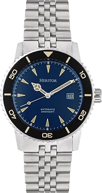 HERITOR Hurst Automatic Watch for Men 43mm Mens Watch with Japanese Automatic Movement, 316L Stainless Steel Case, Sapphire-Coated Mineral Crystal, Stainless Steel Bracelet
