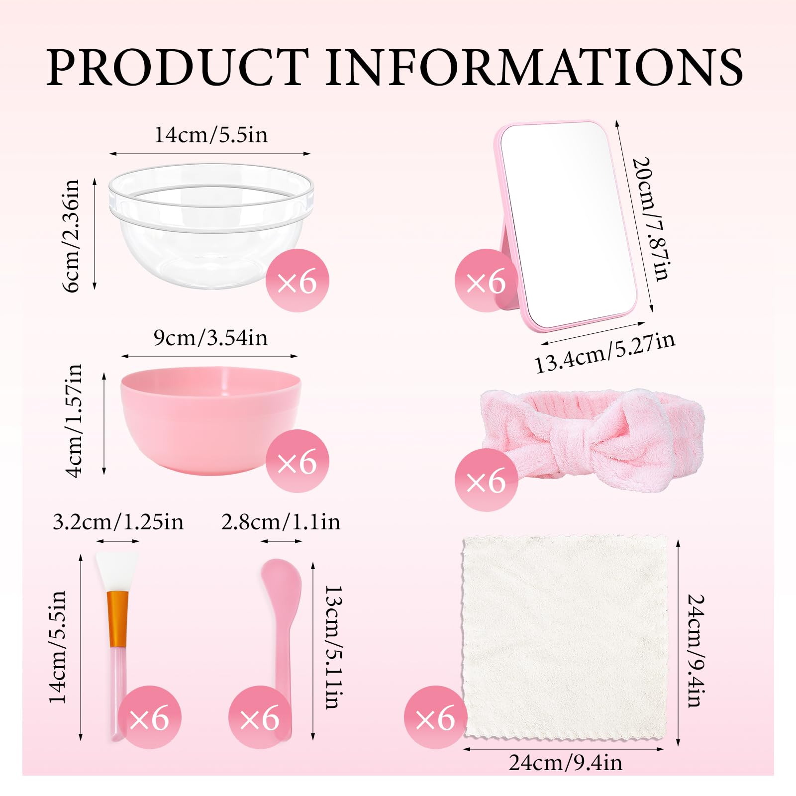 Set da 42 pezzi Spa Party Set per ragazze, spa con ciotole miste, specchietti per trucco, fasce per lavare, ciotole, pennelli per maschera, bacchette, accessori per feste (rosa)