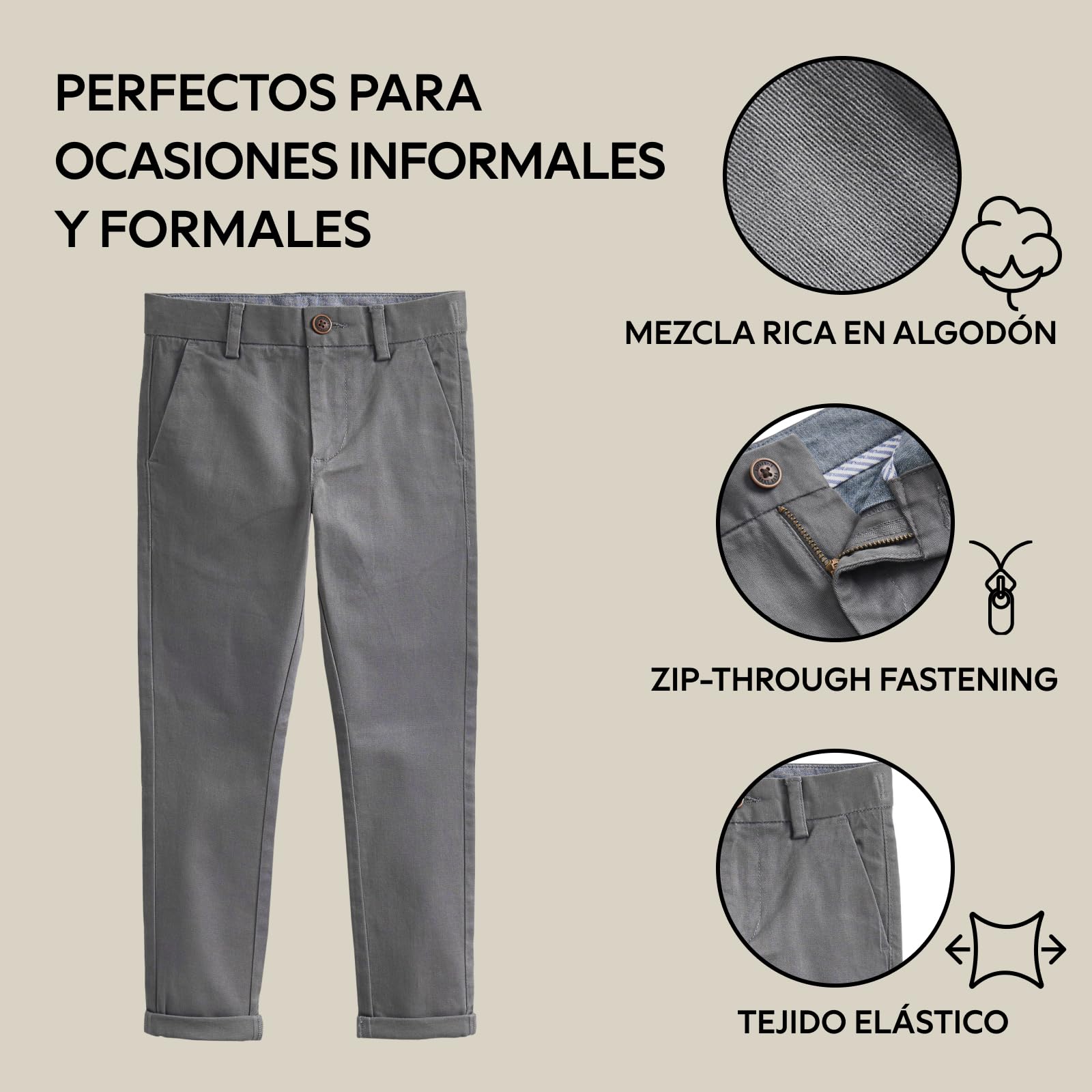 NEXT Niños Pantalones Chinos elásticos de Corte Pitillo