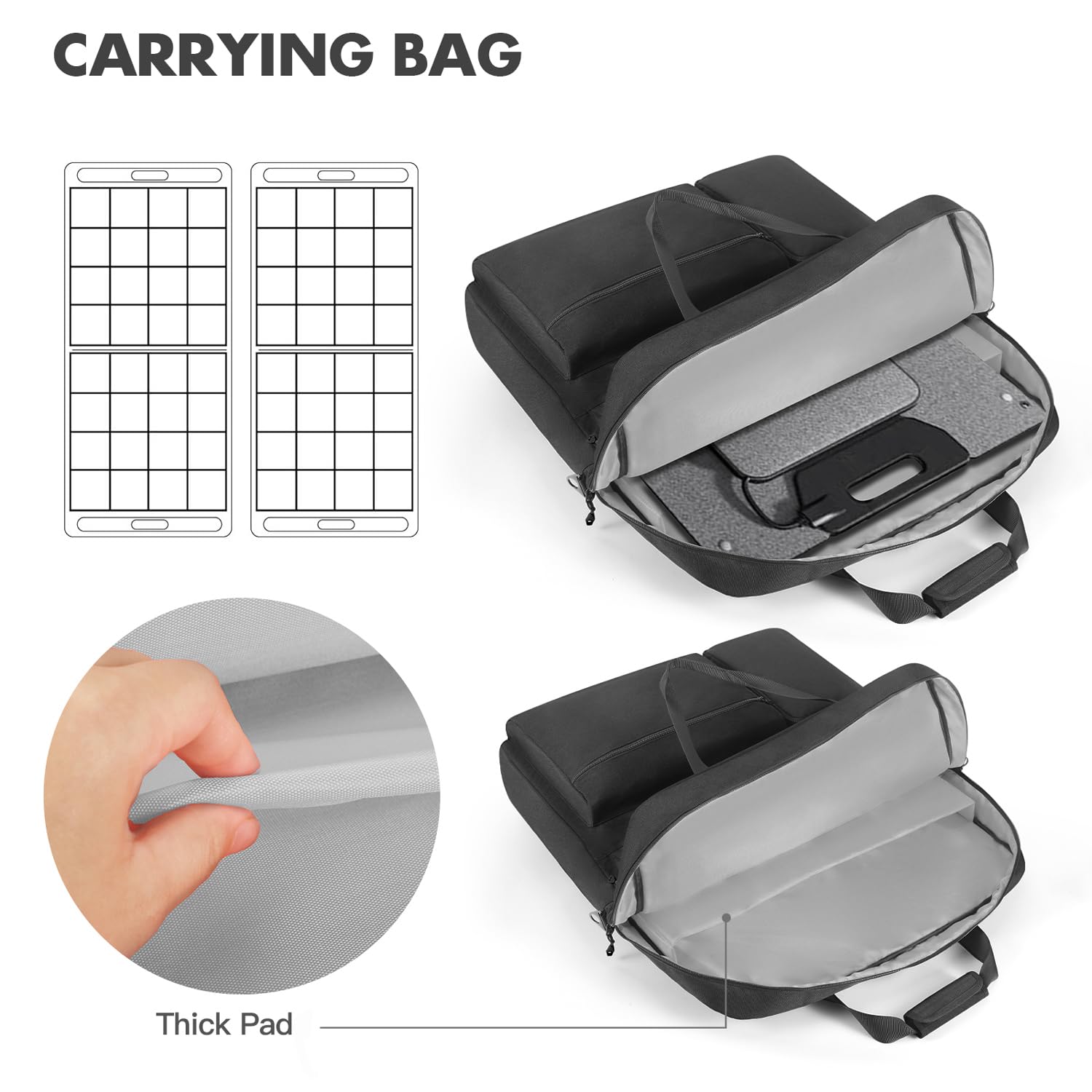 Borsa portatile per pannelli solari ECOFLOW BLUETTI Anker con tasche e tracolla, compatibile Anker Solix PS100 100W PS200 200W
