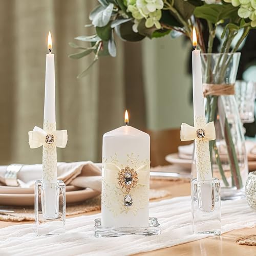 Miniatura 4 de Unity Ceremony Ideas Unity Ceremonia Velas para Boda - Pilar de 6" y 10" Juego de Tres Velas Unity Boda Velas Ceremoniales Blancas Grandes Velas