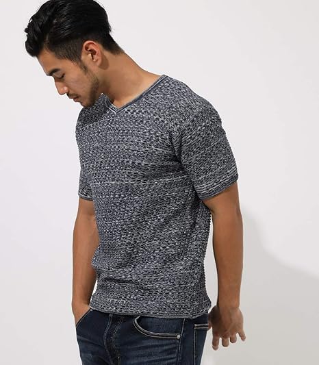 Amazon アズールバイマウジー セーター Men S Plain Stitch Switching Knit 251cam70 2g M ネイビー メンズ セーター 通販