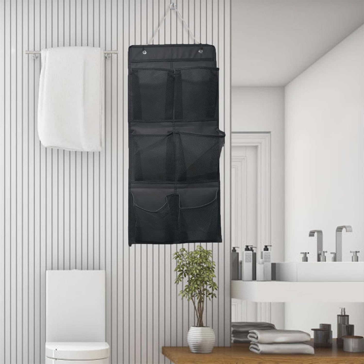 2 Pezzi Shoe Storage Organizer con Gancio, Scarpiera Sopra la Porta, Portascarpe da Appendere Camper, Organizer per Scarpe, Scarpiera da Appendere Sopra la Porta per Cucina,Camera da Letto (Nero)